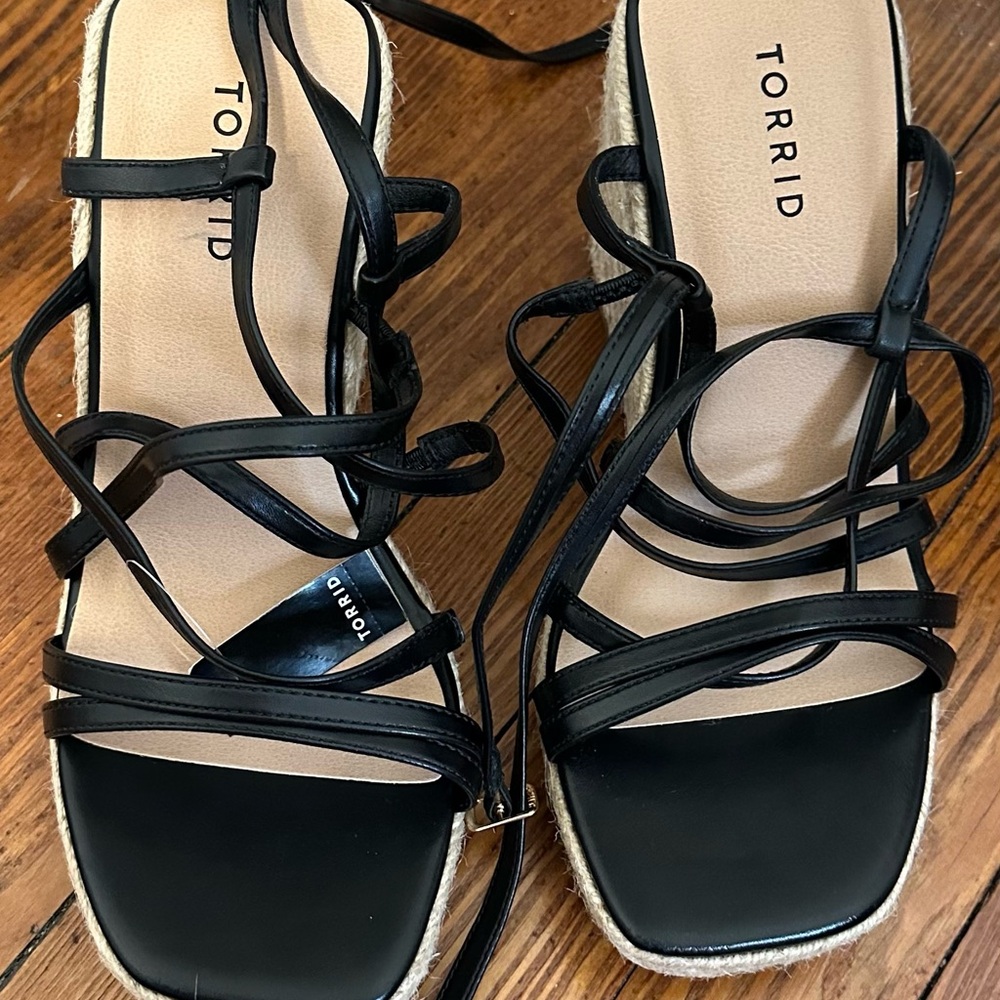 Torrid Black Strappy Espadrille Sandals